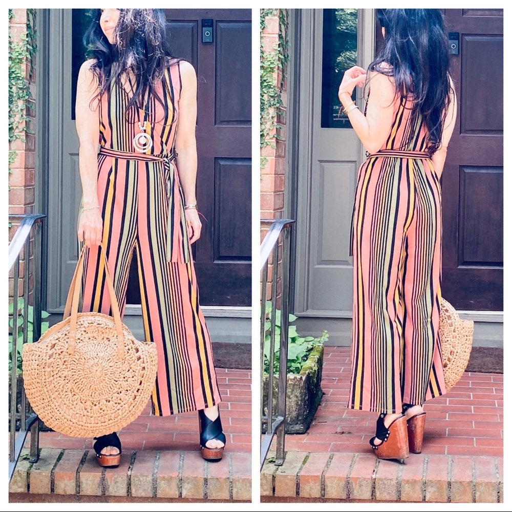 MOST FABULOUS STRIPED TANK ANKLE JUMPSUIT - Picture 2 of 9